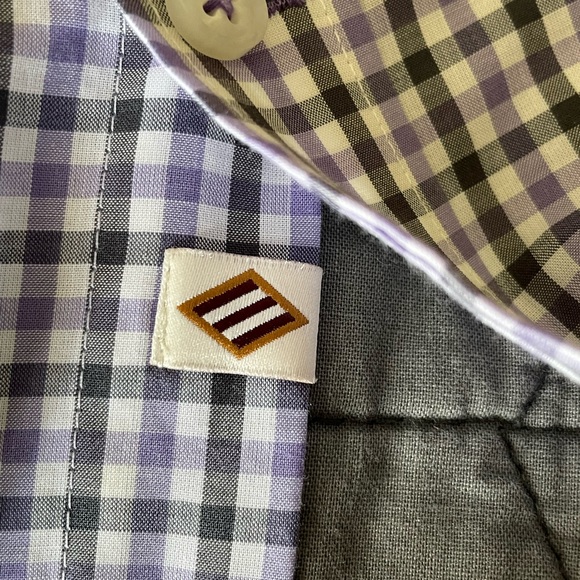 EUC Men's Joseph Abboud XXL short sleeve button down purple/gray checks Like new - Picture 8 of 9